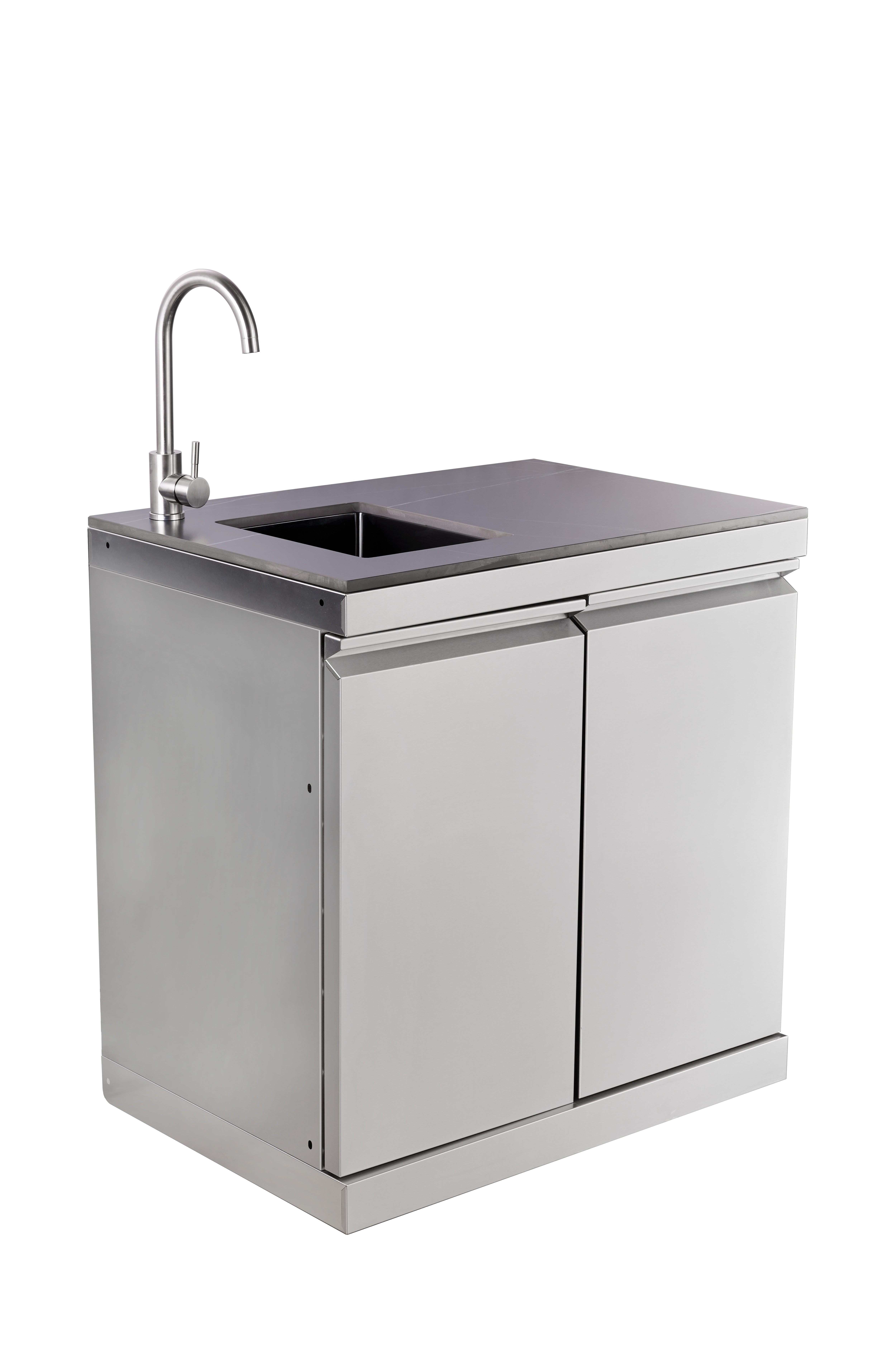 outdoor Sink,Double-door 830 Sink, With A Black Lacquer Countertop And A Stainless Steel Base Body_voghion.com